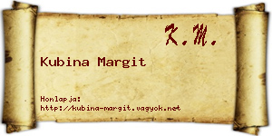 Kubina Margit névjegykártya